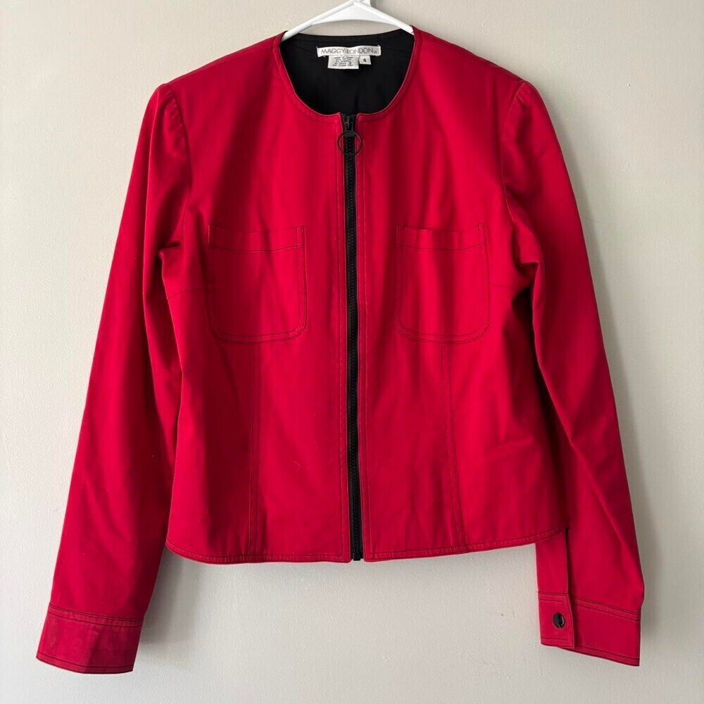 Vintage Euro Red Whimsigoth Zip Up Grunge Biker Cotton Streetwear Jacket Medium - Picture 1 of 10
